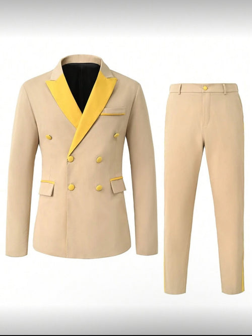 Beige & Yellow Accent Modern Suit