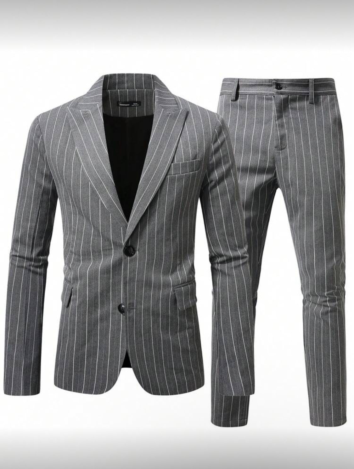 Modern Grey Pinstripe Slim Fit Suit