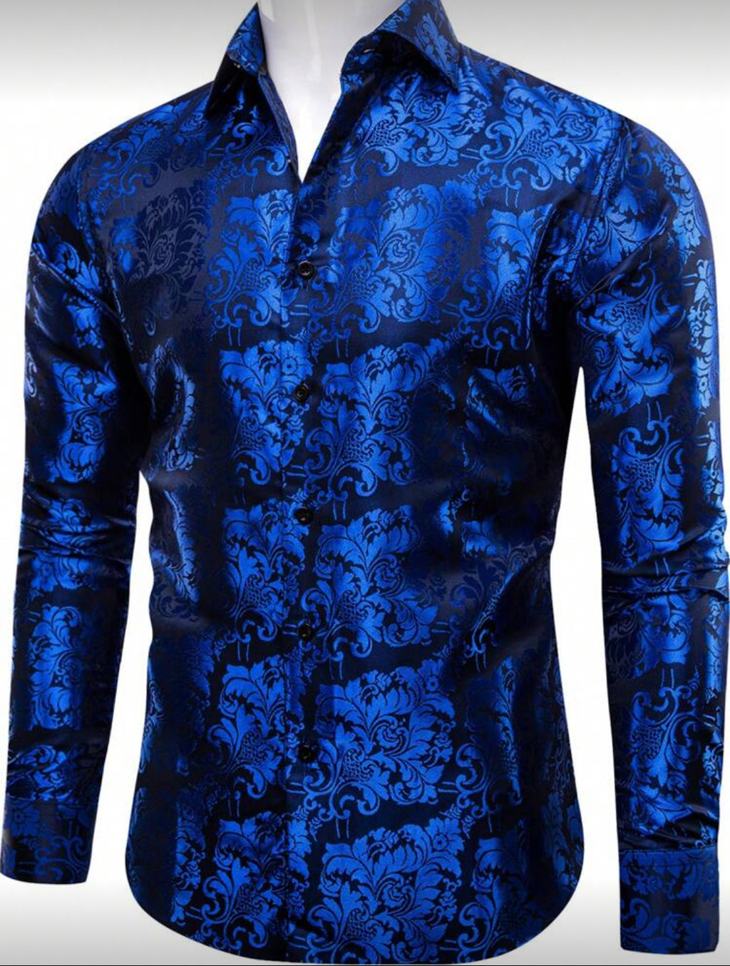 Men’s Royal Blue Baroque Long-Sleeve Dress Shirt