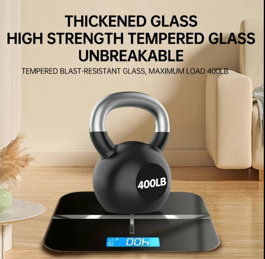 High-Definition Digital Bathroom Scale – Large LED Display, 396 lb Capacity