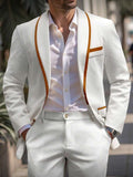Textured White Luxury Suit with Gold Accents