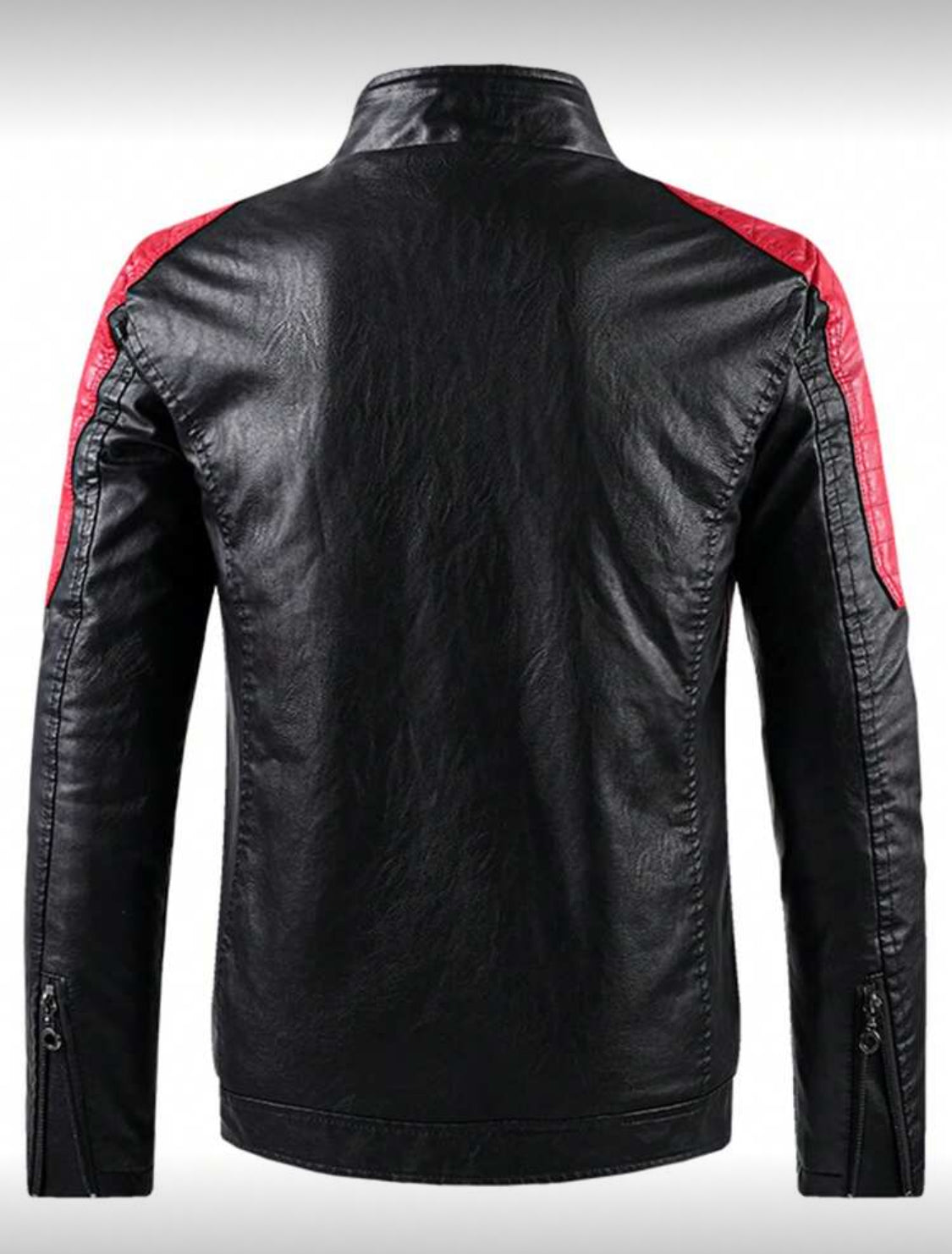 Men’s Contrast Panel Moto Leather Jacket