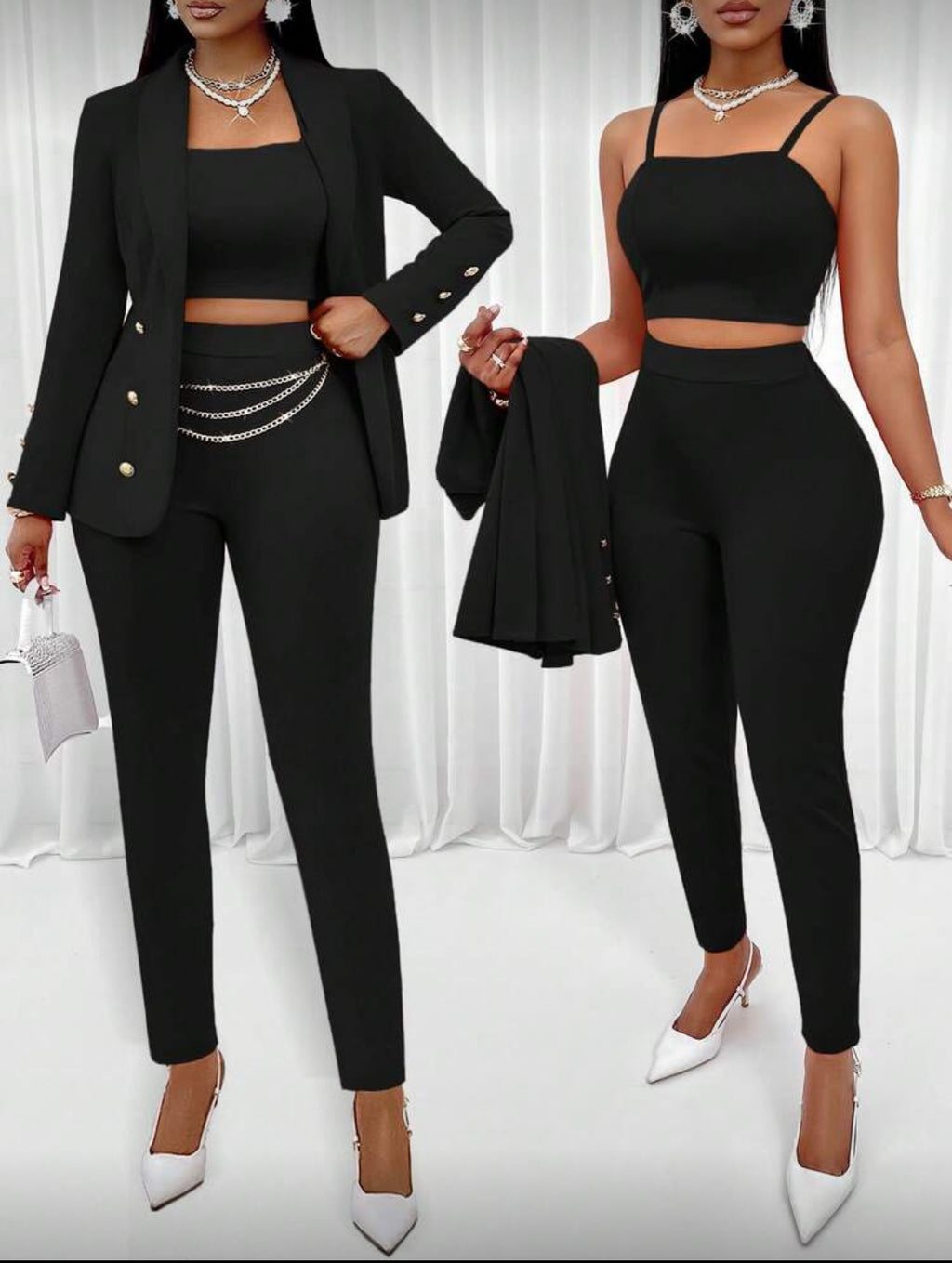 Elegant Red Three-Piece Pants Set for Women