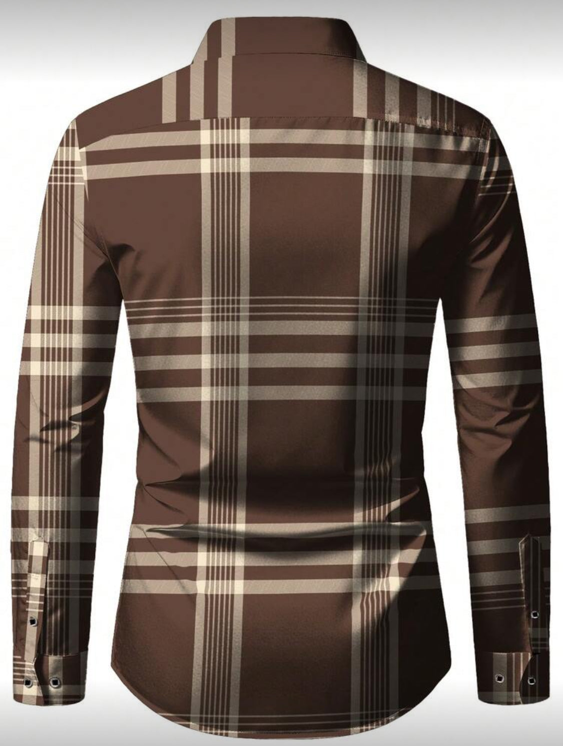 Men’s Modern Plaid Slim-Fit Button-Up Shirt