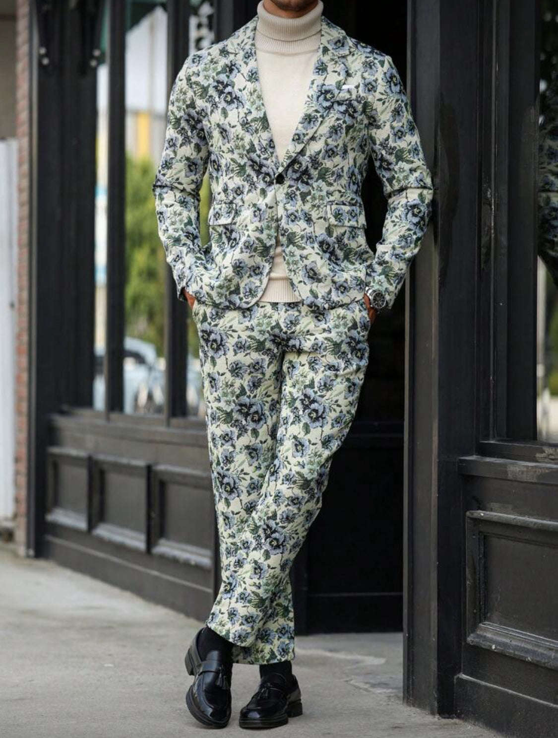 Men’s Floral Print Tailored Suit Set