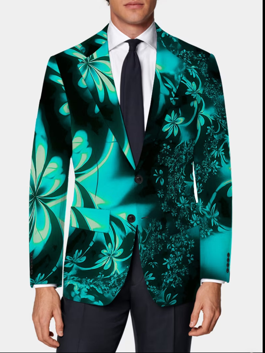 Emerald Bloom Luxury Floral Blazer