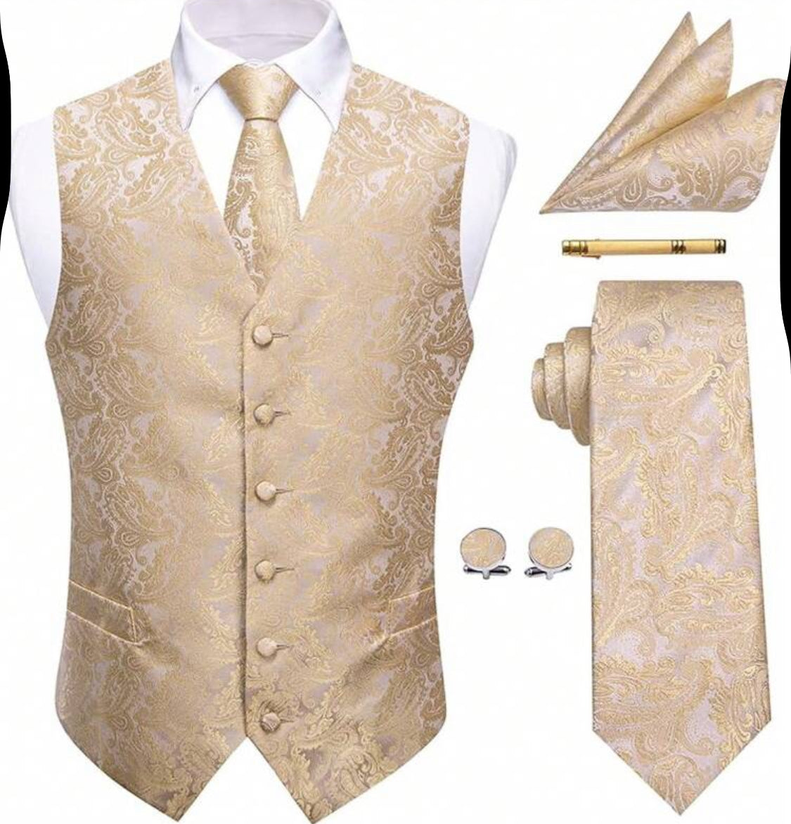 Luxury Paisley Men’s Waistcoat & Tie Set