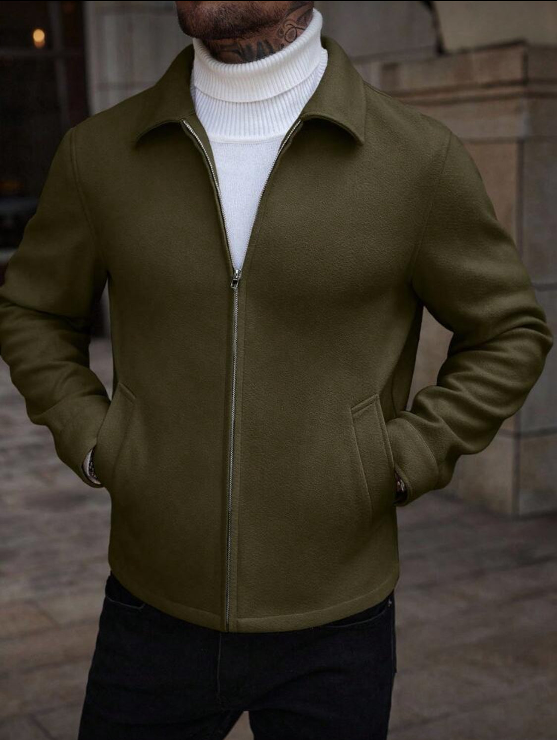 Men’s Minimalist Zip-Up Wool Jacket
