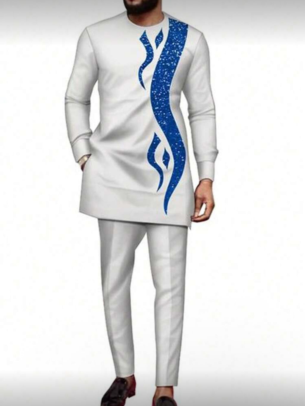 White & Blue Modern African-Inspired Outfit