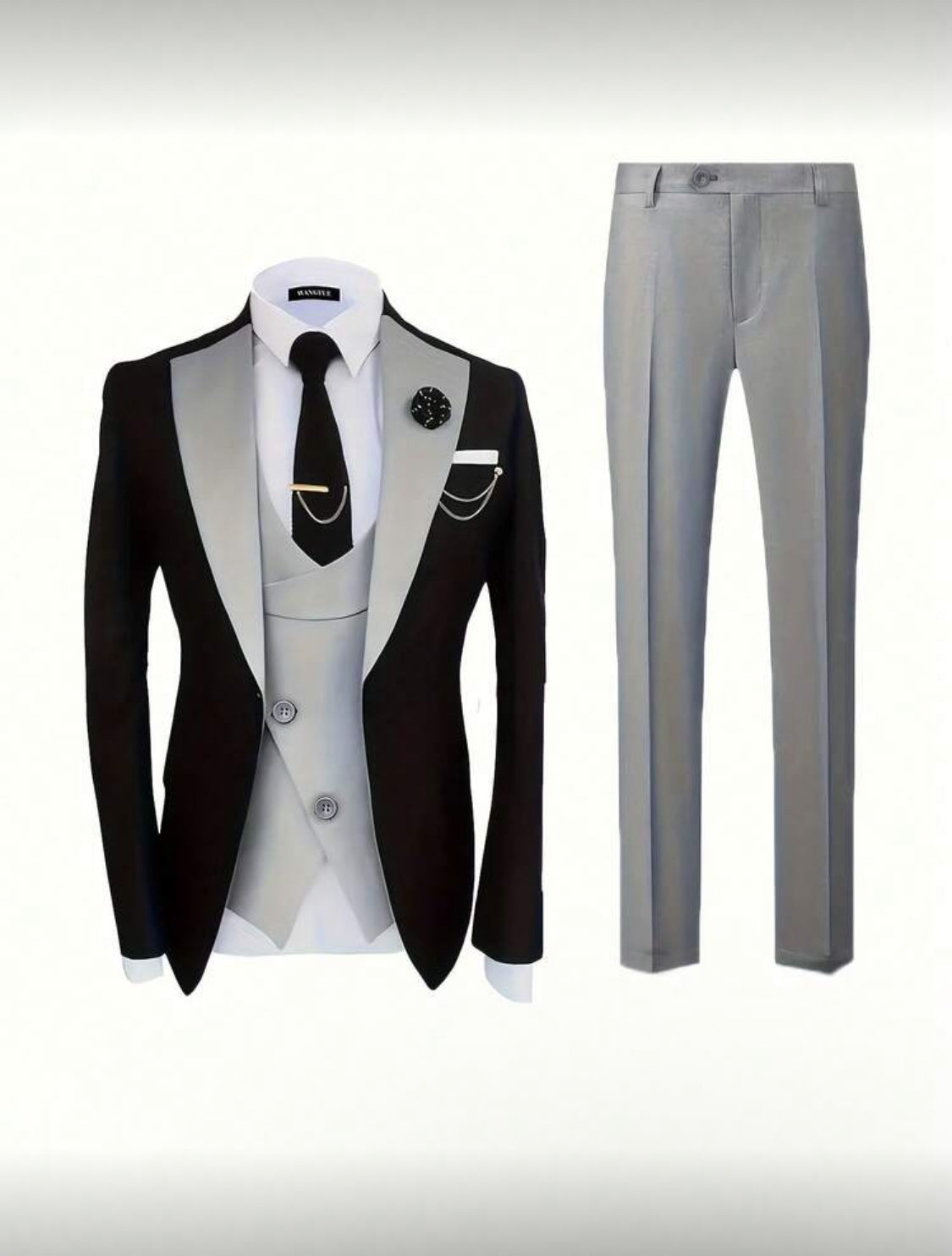 Midnight Silver Contrast Tuxedo Set