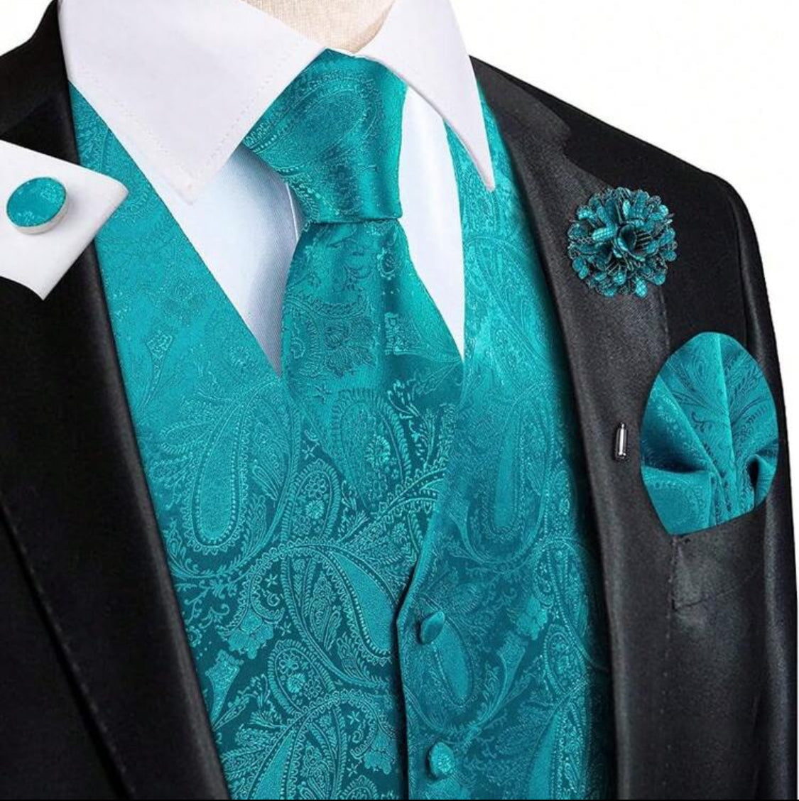 Luxury Paisley Men’s Waistcoat & Tie Set
