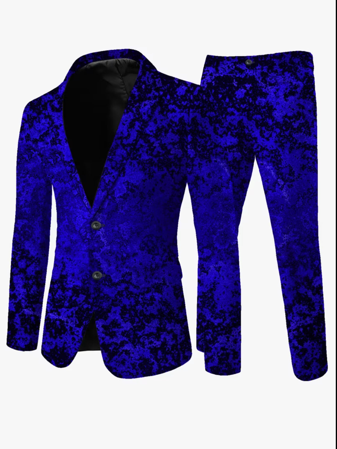 Men’s Royal Blue Velvet Textured Suit Set – Luxury Blazer & Slim-Fit Pants
