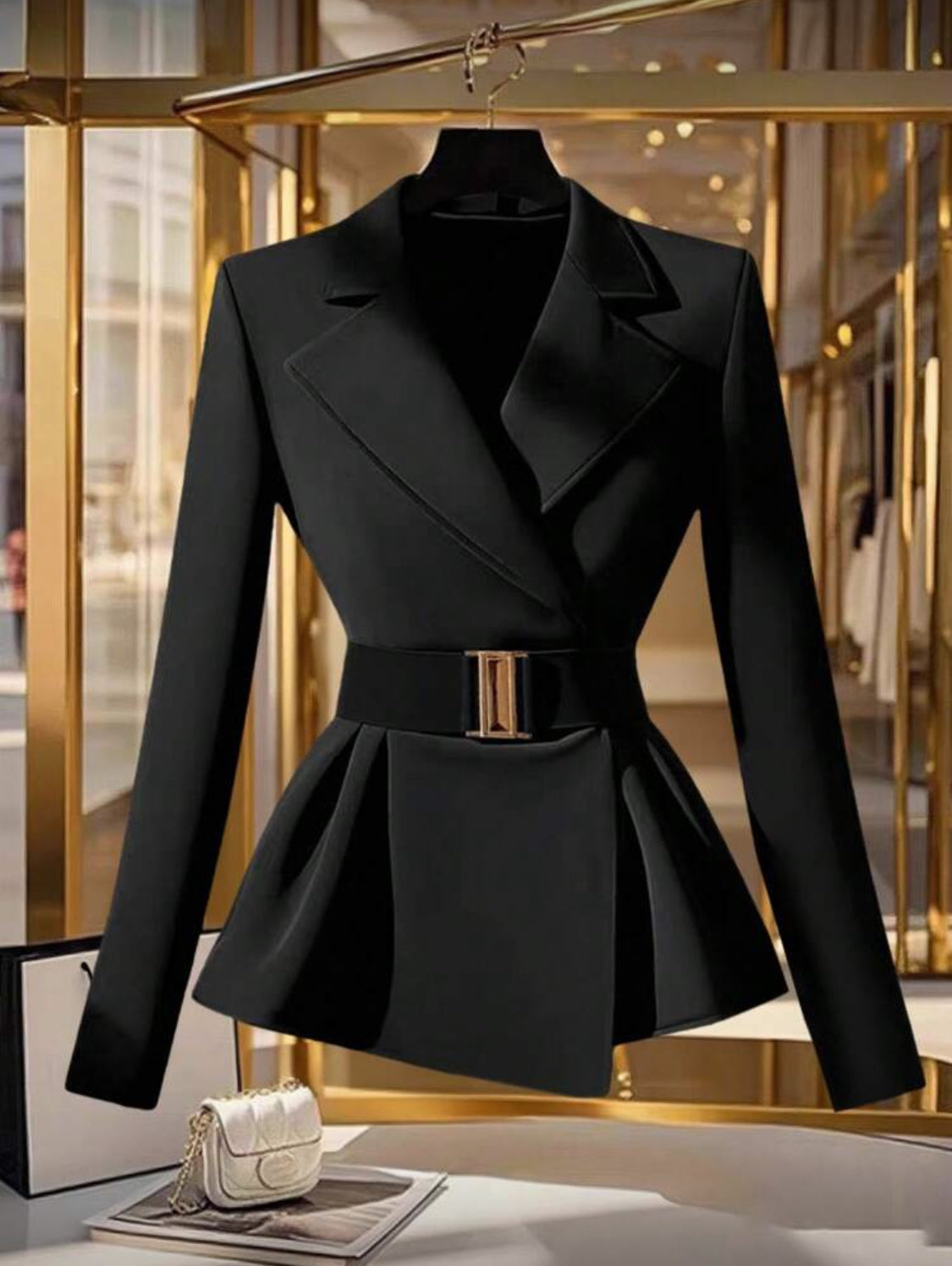 Elegant Belted Peplum Blazer