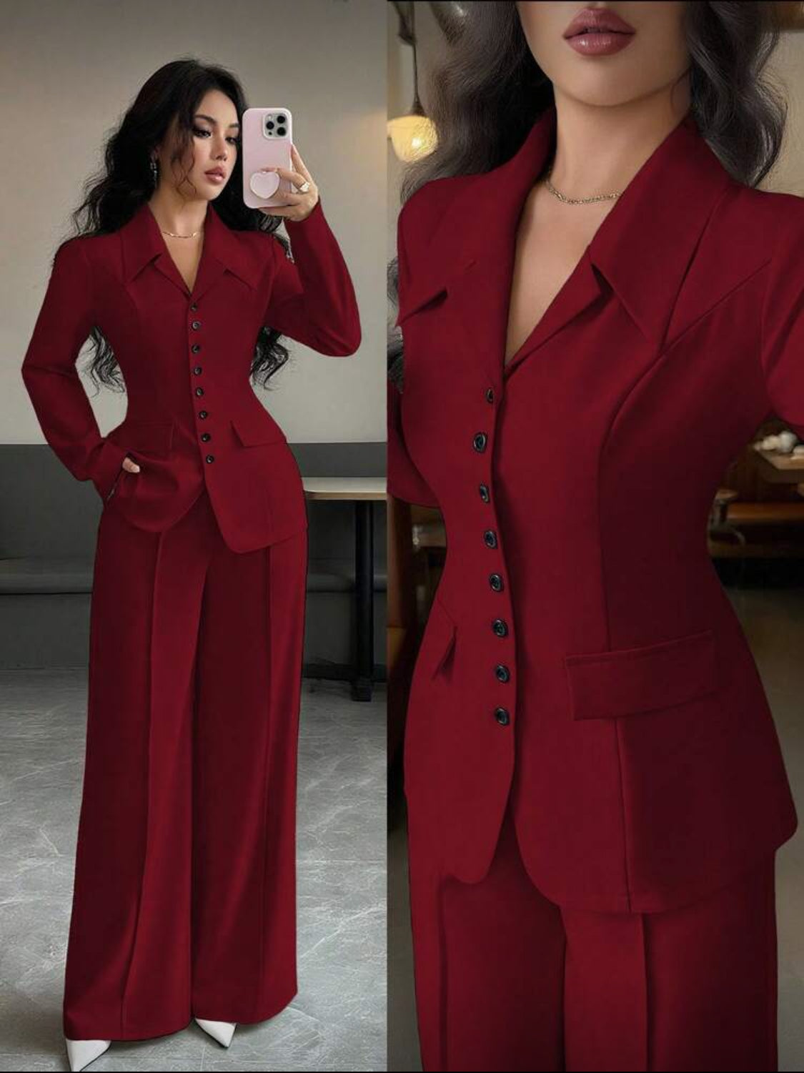 Elegant Tailored Wide-Leg Suit Set for Women