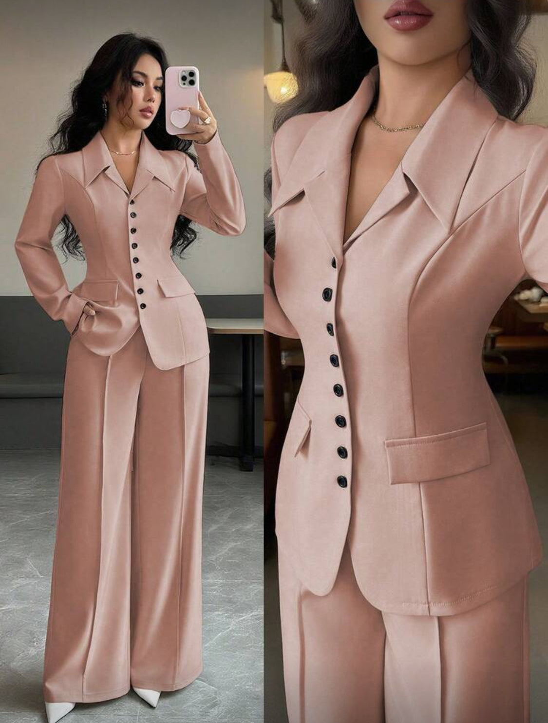 Elegant Tailored Wide-Leg Suit Set for Women