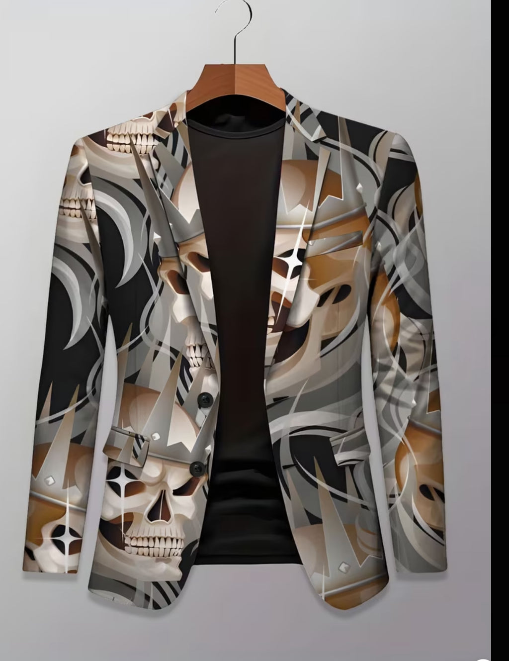 Abstract Skull Art Statement Blazer