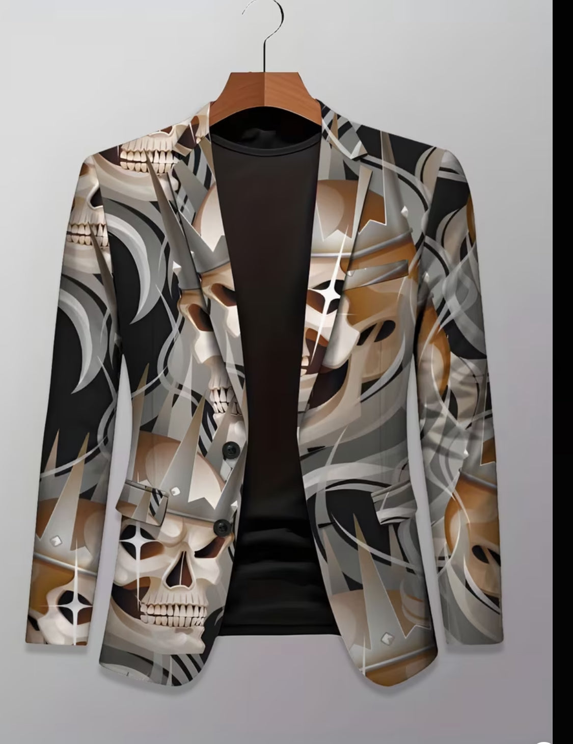 Abstract Skull Art Statement Blazer