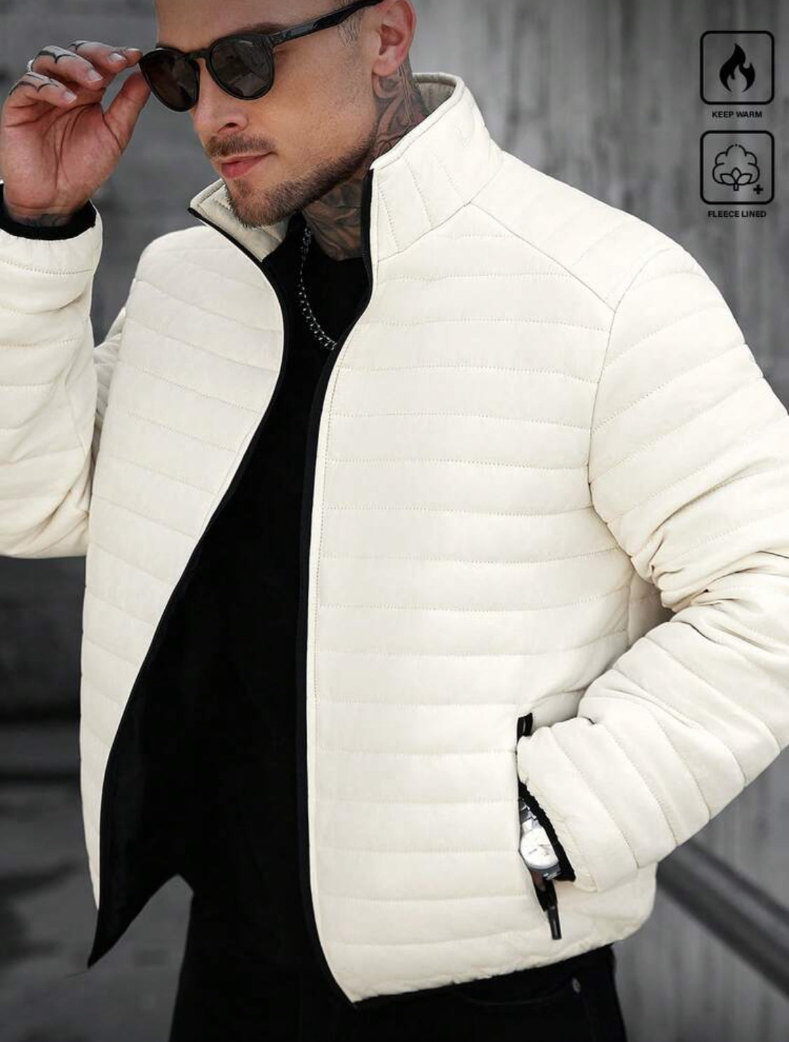 Men’s Warm Fleece-Lined Puffer Jacket – Winter Essential