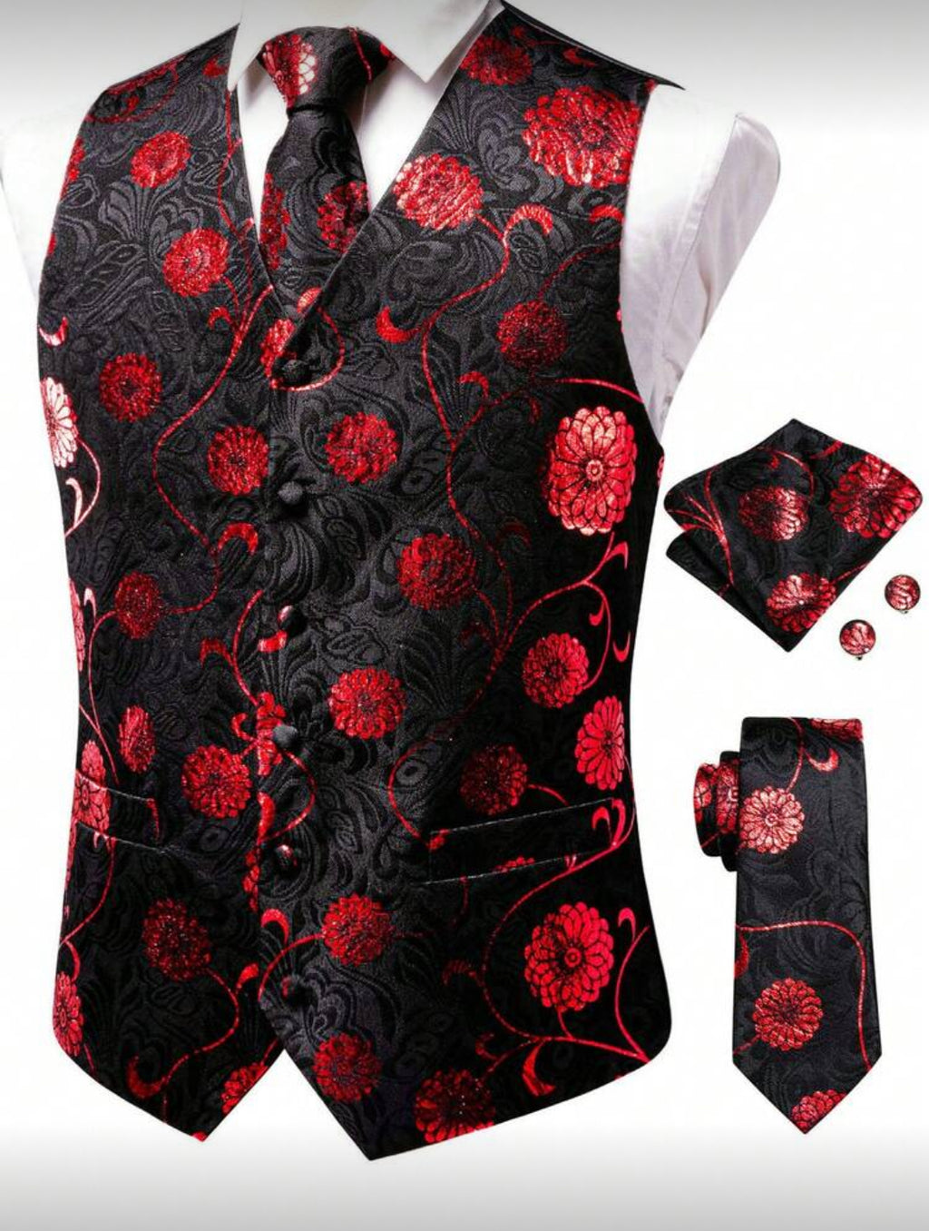 Luxury Paisley Men’s Waistcoat & Tie Set