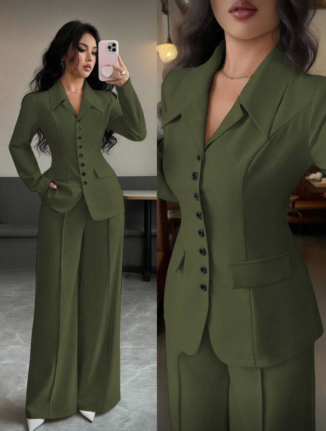 Elegant Tailored Wide-Leg Suit Set for Women