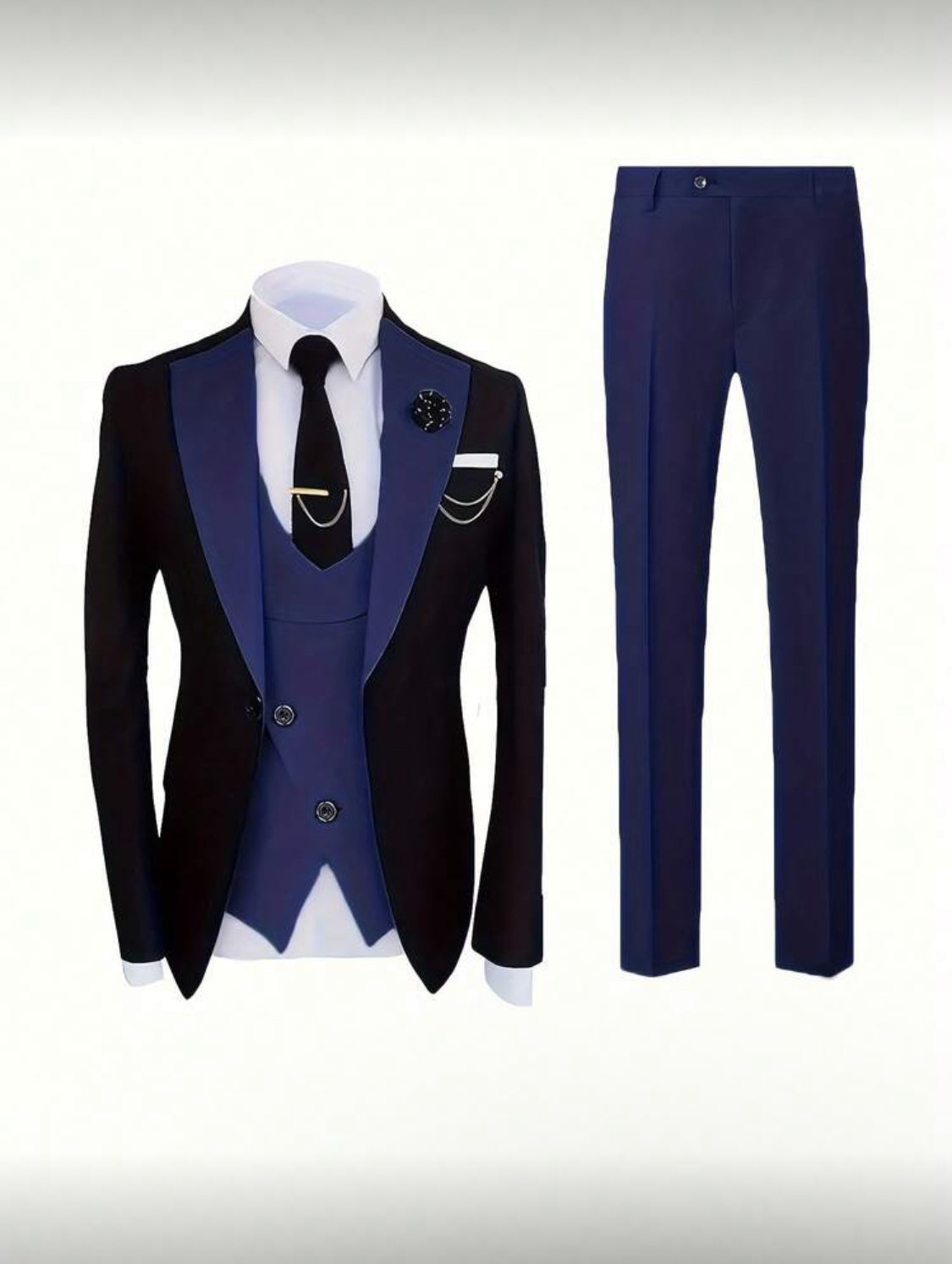 Midnight Silver Contrast Tuxedo Set