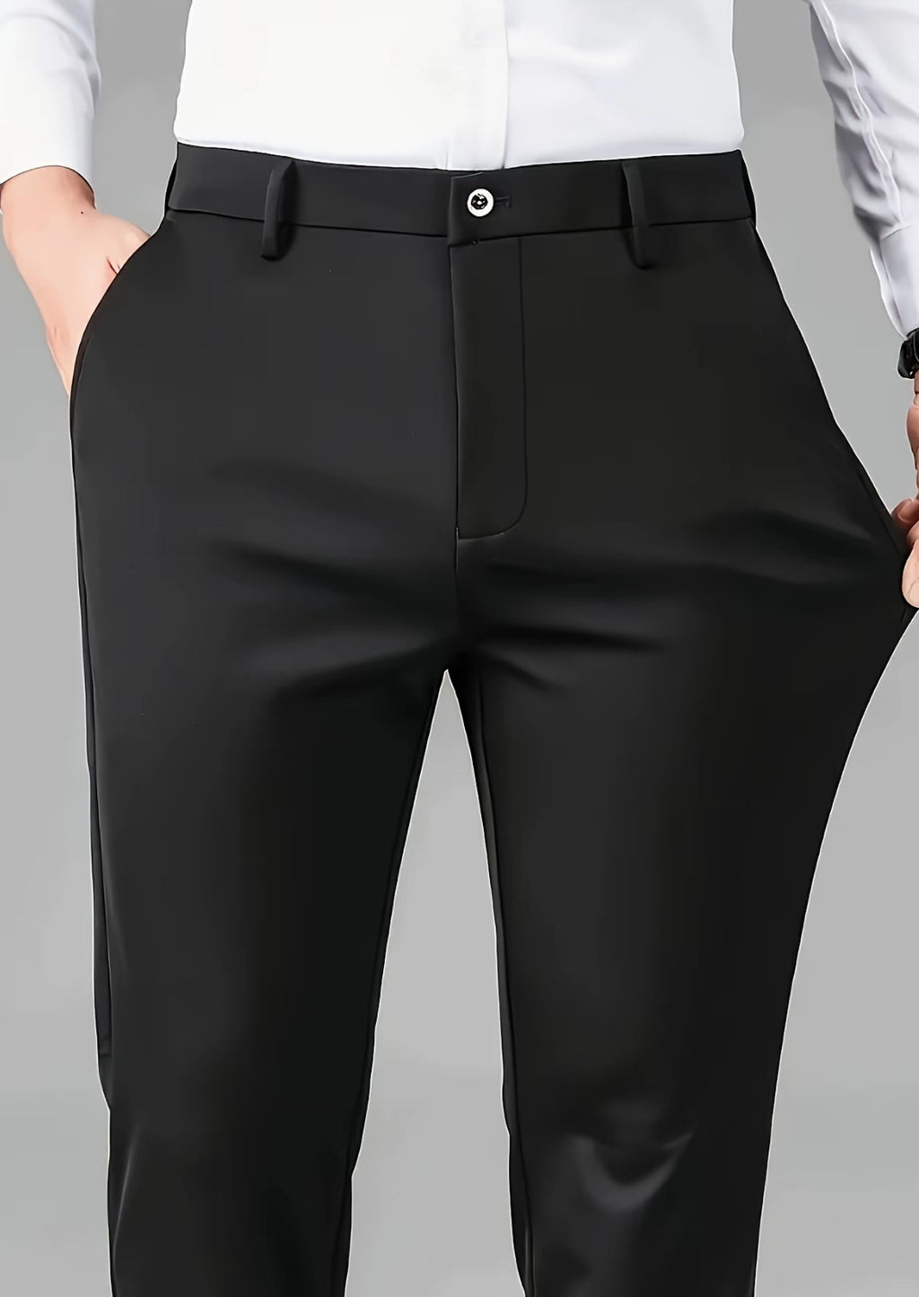 Stretch Slim Fit Dress Pants (Black)