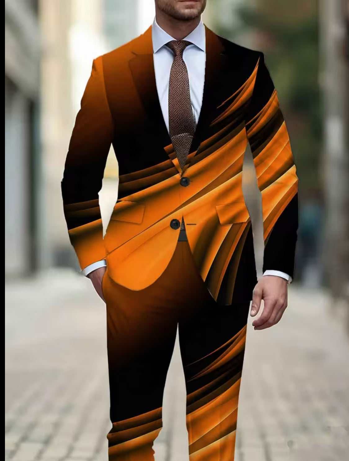 Black & Gold Wave Luxury Suit Set