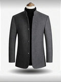 Men’s Stand Collar Wool-Blend Coat