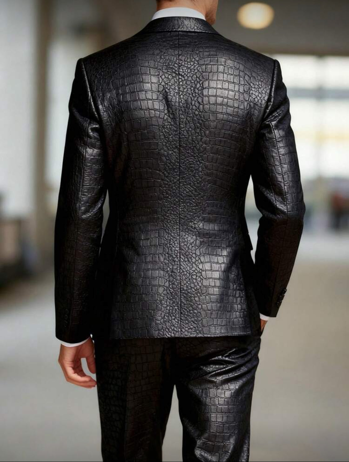 Luxury Black Textured Suit – Modern Slim Fit