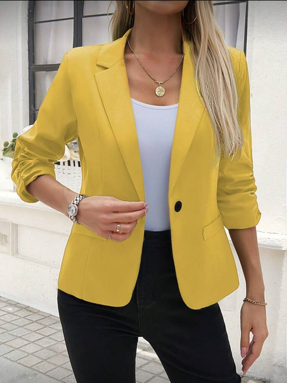 Classic Tailored Single-Button Blazer