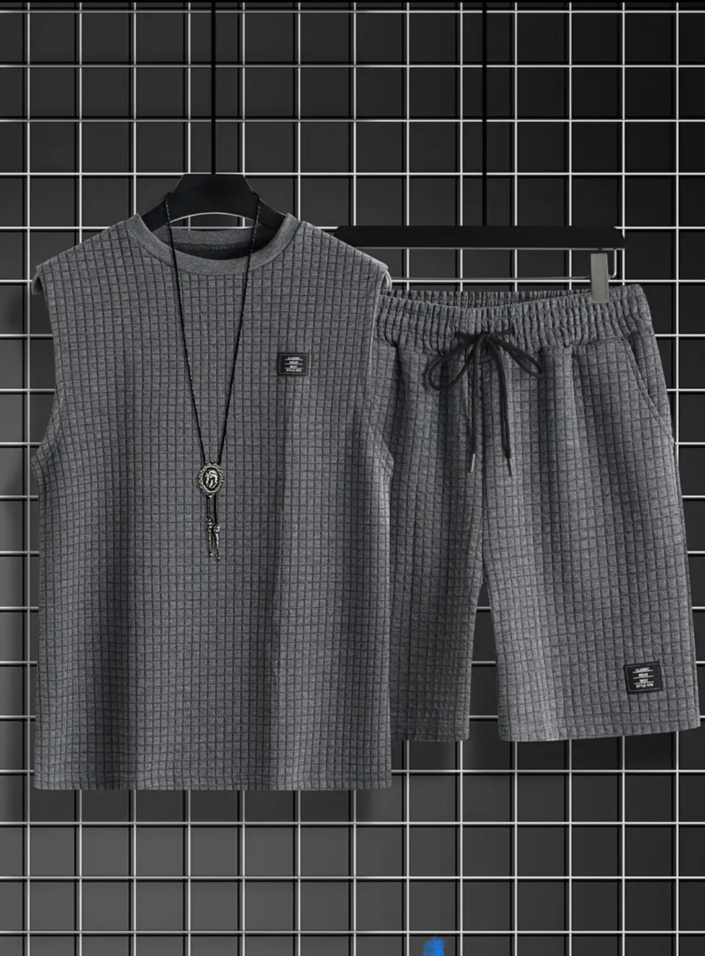 Men’s Sleeveless Textured Lounge Set – 2 Piece Summer Outfit