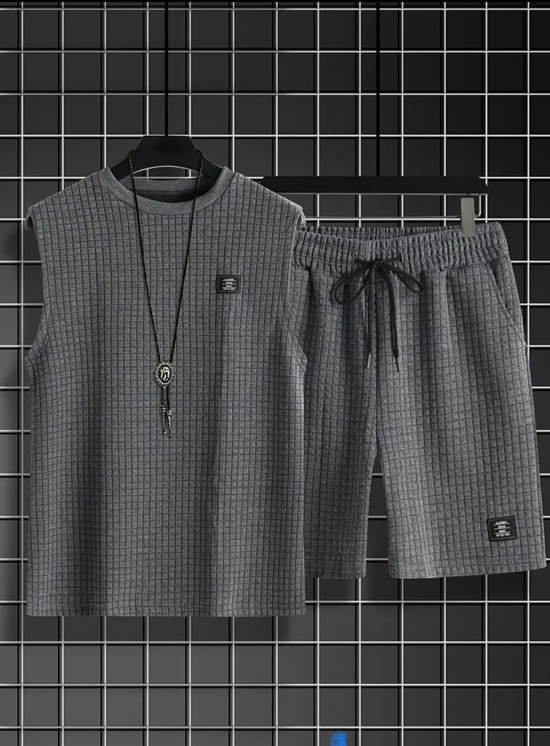 Men’s Sleeveless Textured Lounge Set – 2 Piece Summer Outfit