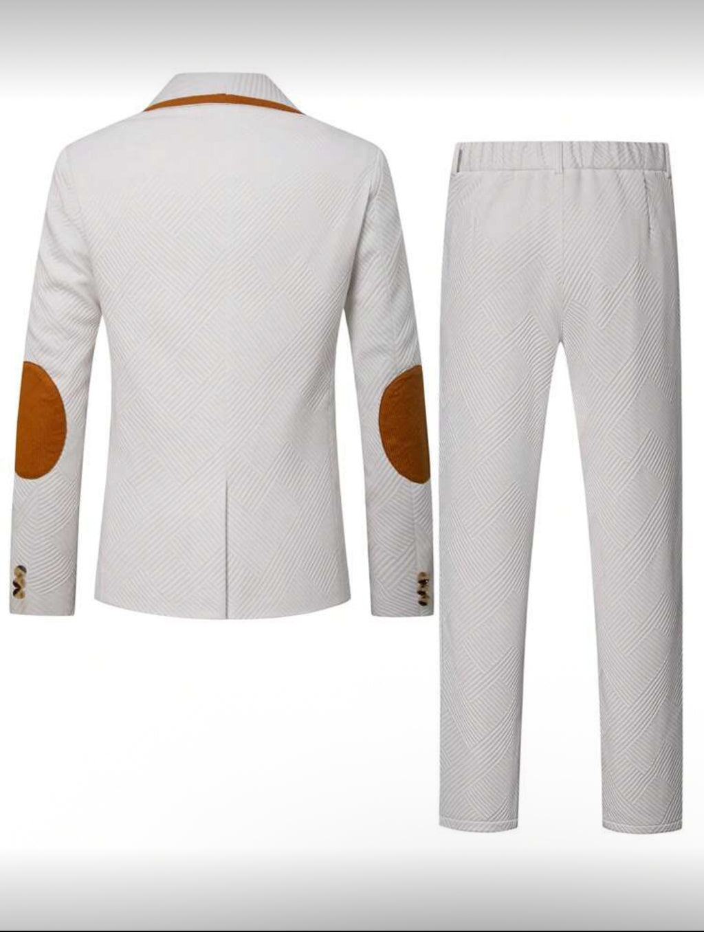 Textured White Luxury Suit with Gold Accents