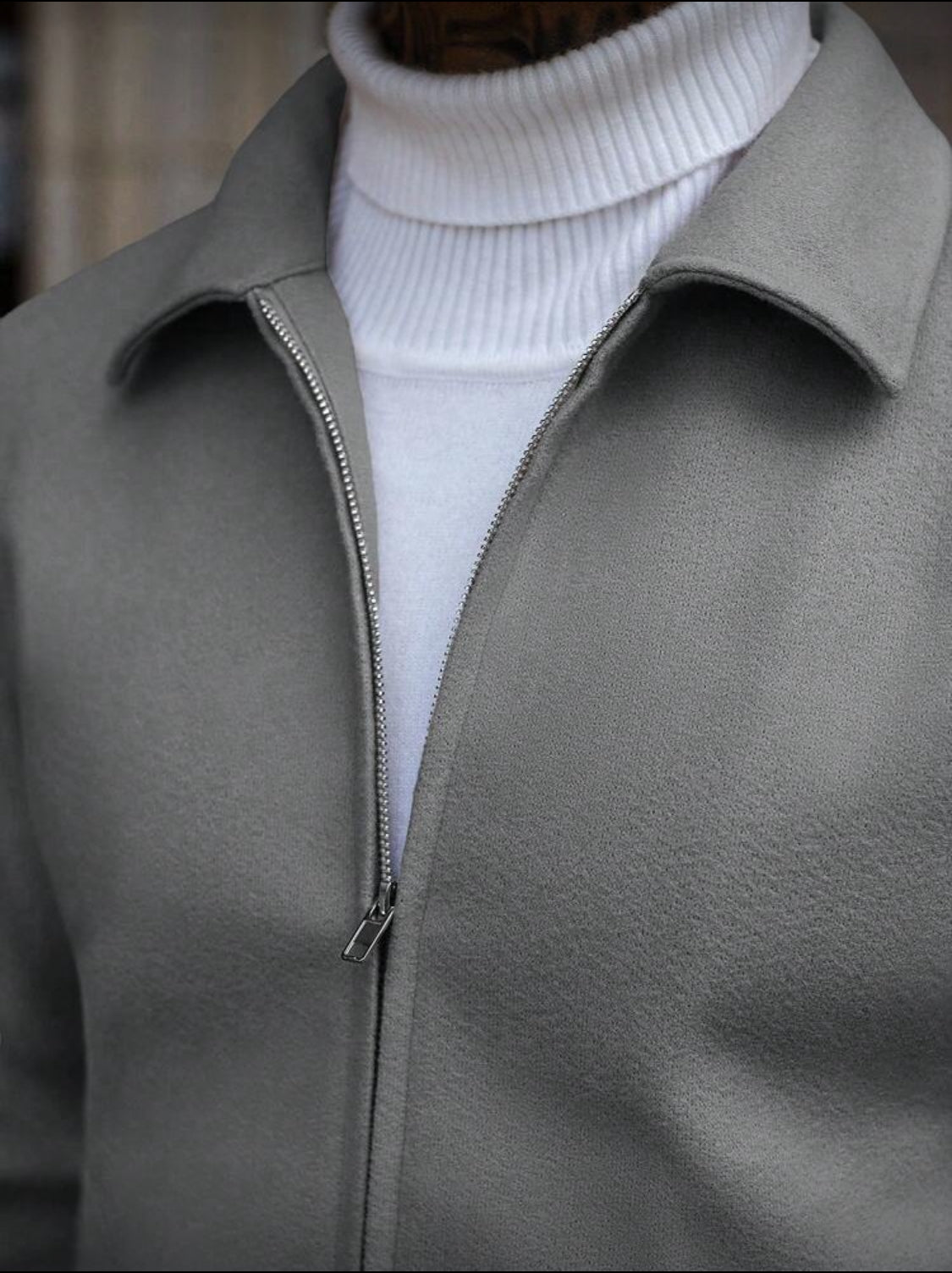 Men’s Minimalist Zip-Up Wool Jacket