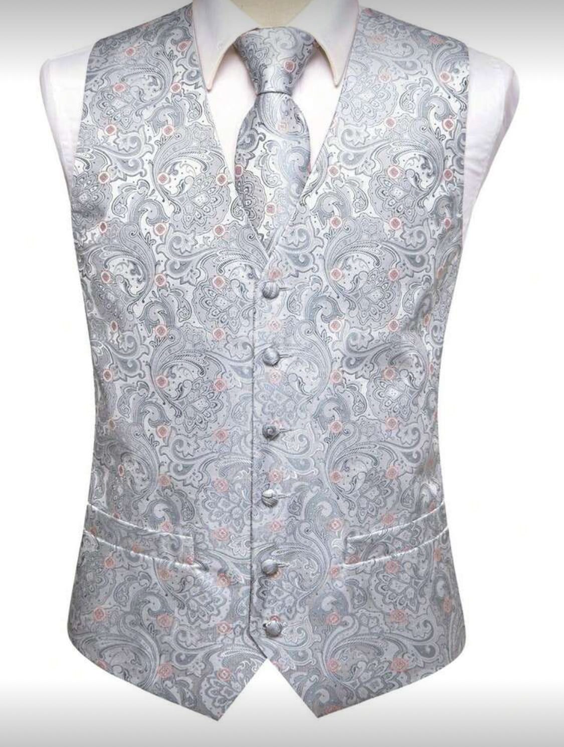 Luxury Paisley Men’s Waistcoat & Tie Set