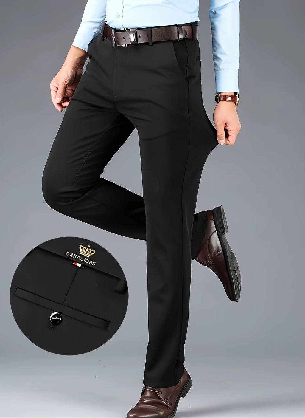 Stretch Slim Fit Dress Pants (Black)
