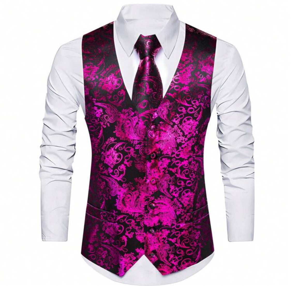 Luxury Paisley Men’s Waistcoat & Tie Set