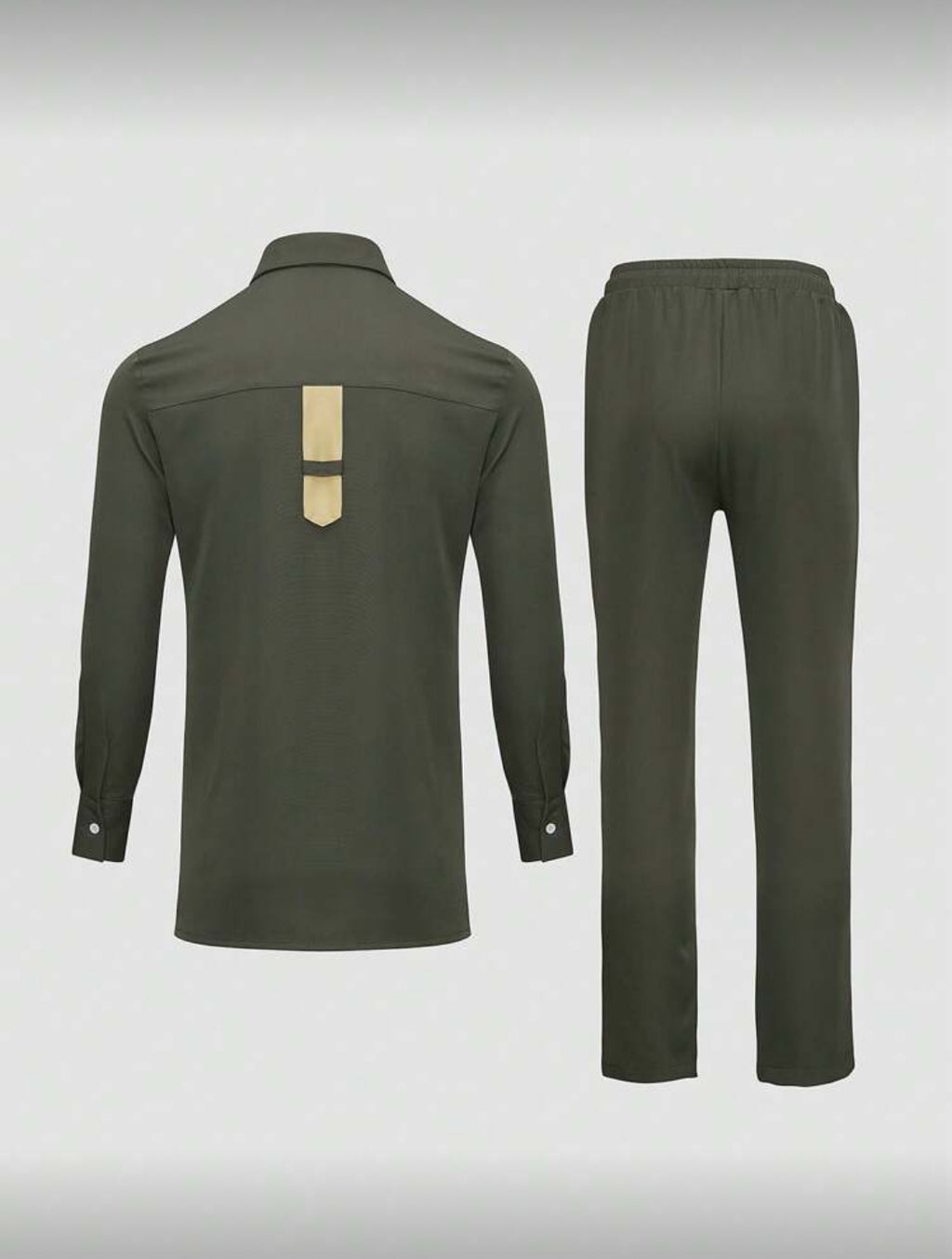 Modern African-Inspired Men’s Two-Piece Set (Olive & Beige)