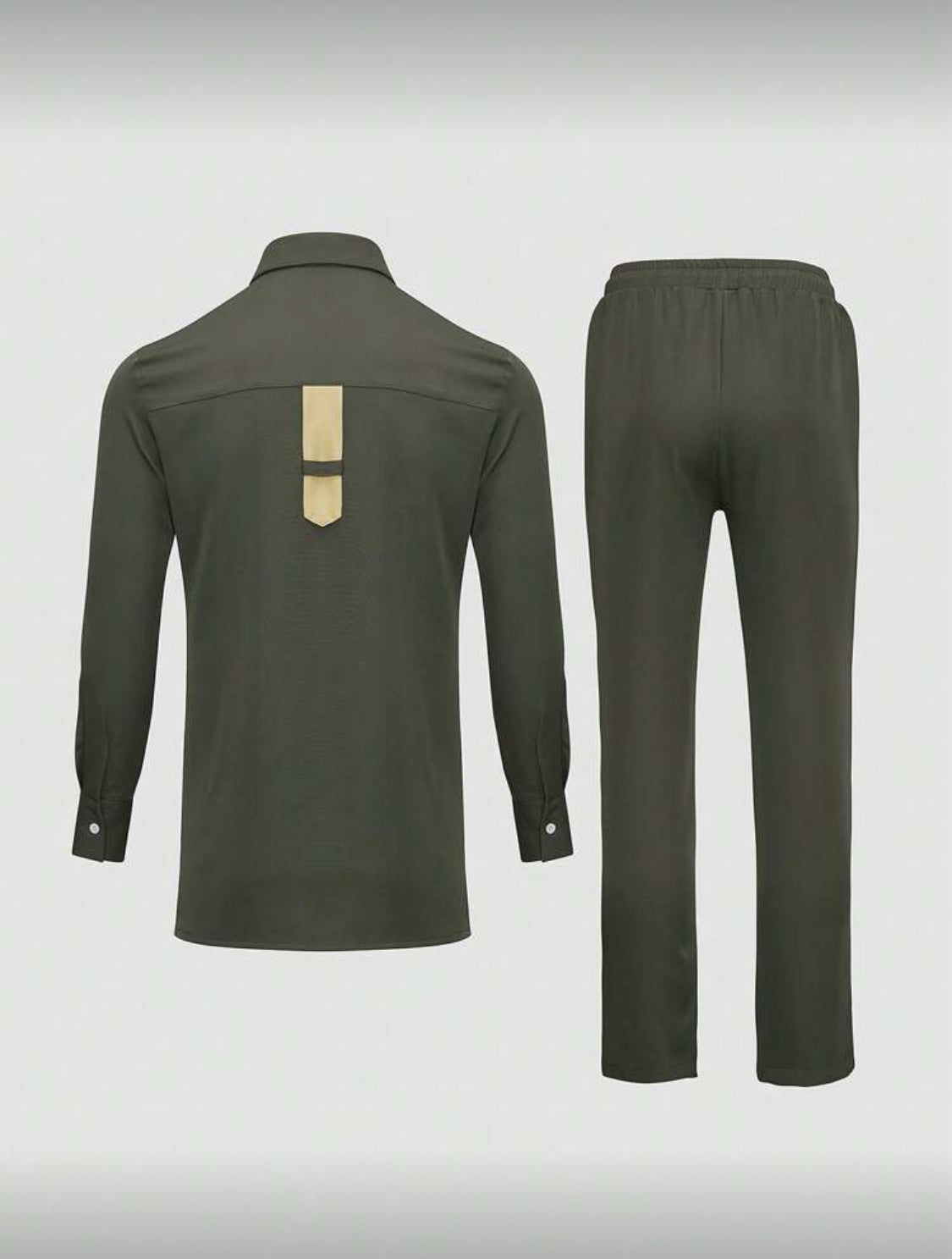 Modern African-Inspired Men’s Two-Piece Set (Olive & Beige)