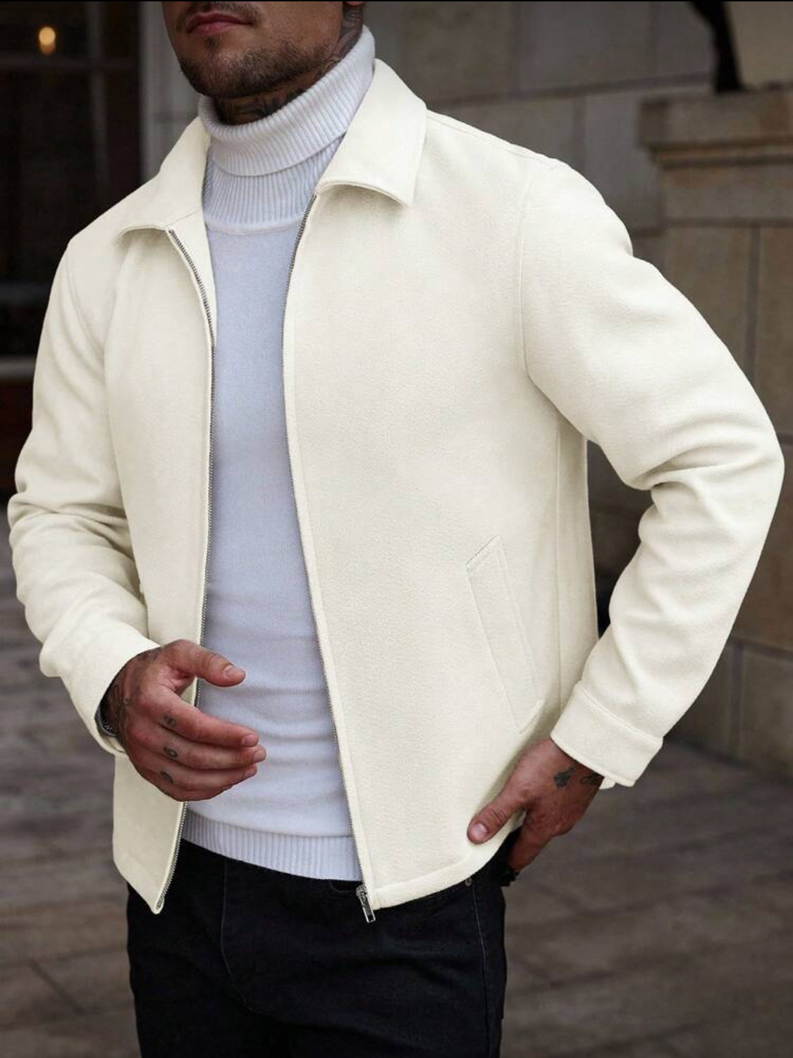 Men’s Minimalist Zip-Up Wool Jacket