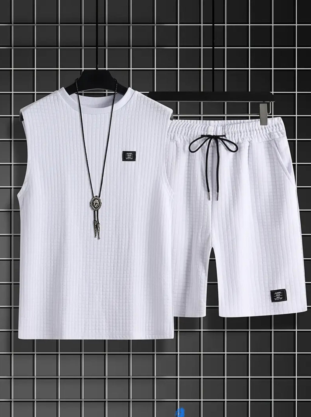 Men’s Sleeveless Textured Lounge Set – 2 Piece Summer Outfit