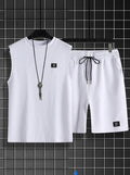 Men’s Sleeveless Textured Lounge Set – 2 Piece Summer Outfit
