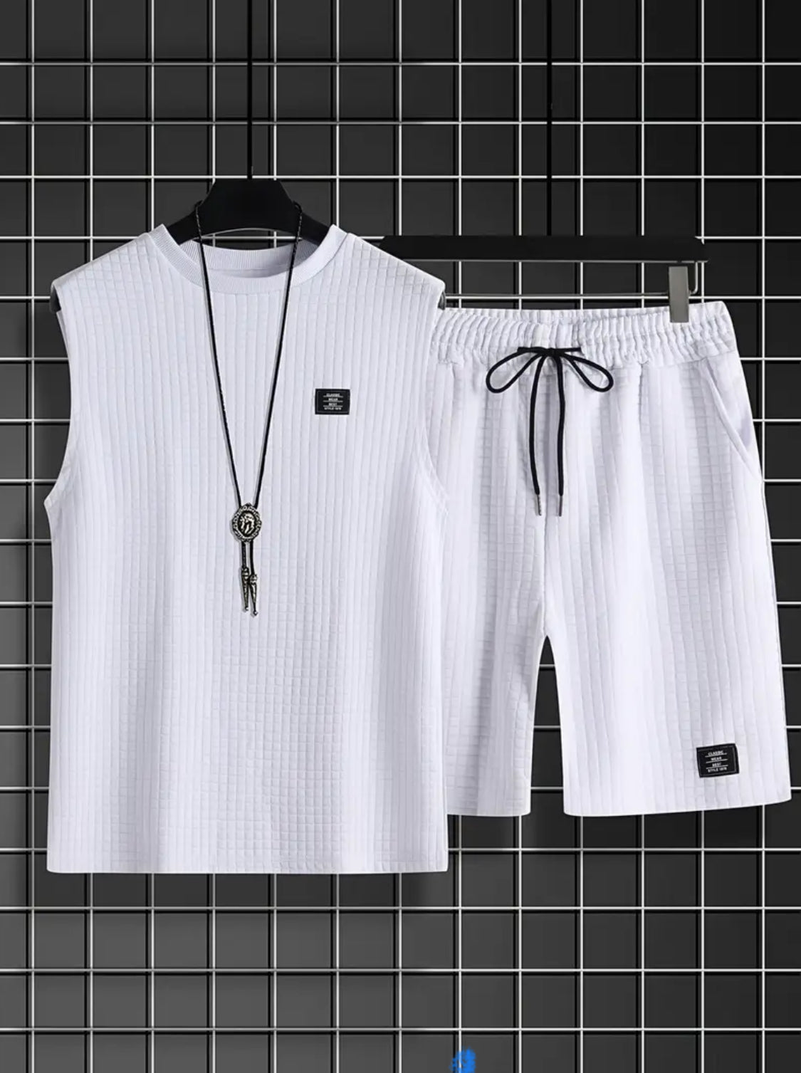 Men’s Sleeveless Textured Lounge Set – 2 Piece Summer Outfit