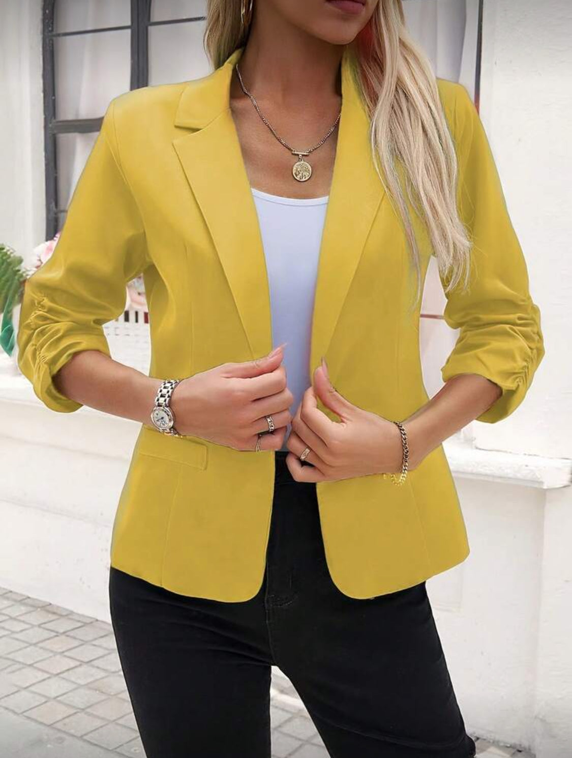 Classic Tailored Single-Button Blazer