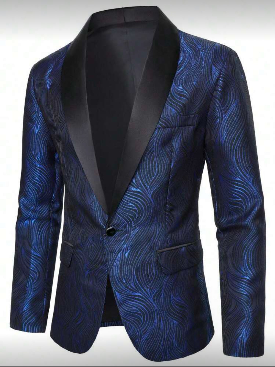 Midnight Blue Patterned Tuxedo Set