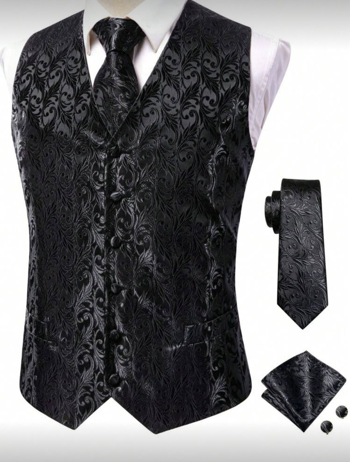 Luxury Paisley Men’s Waistcoat & Tie Set