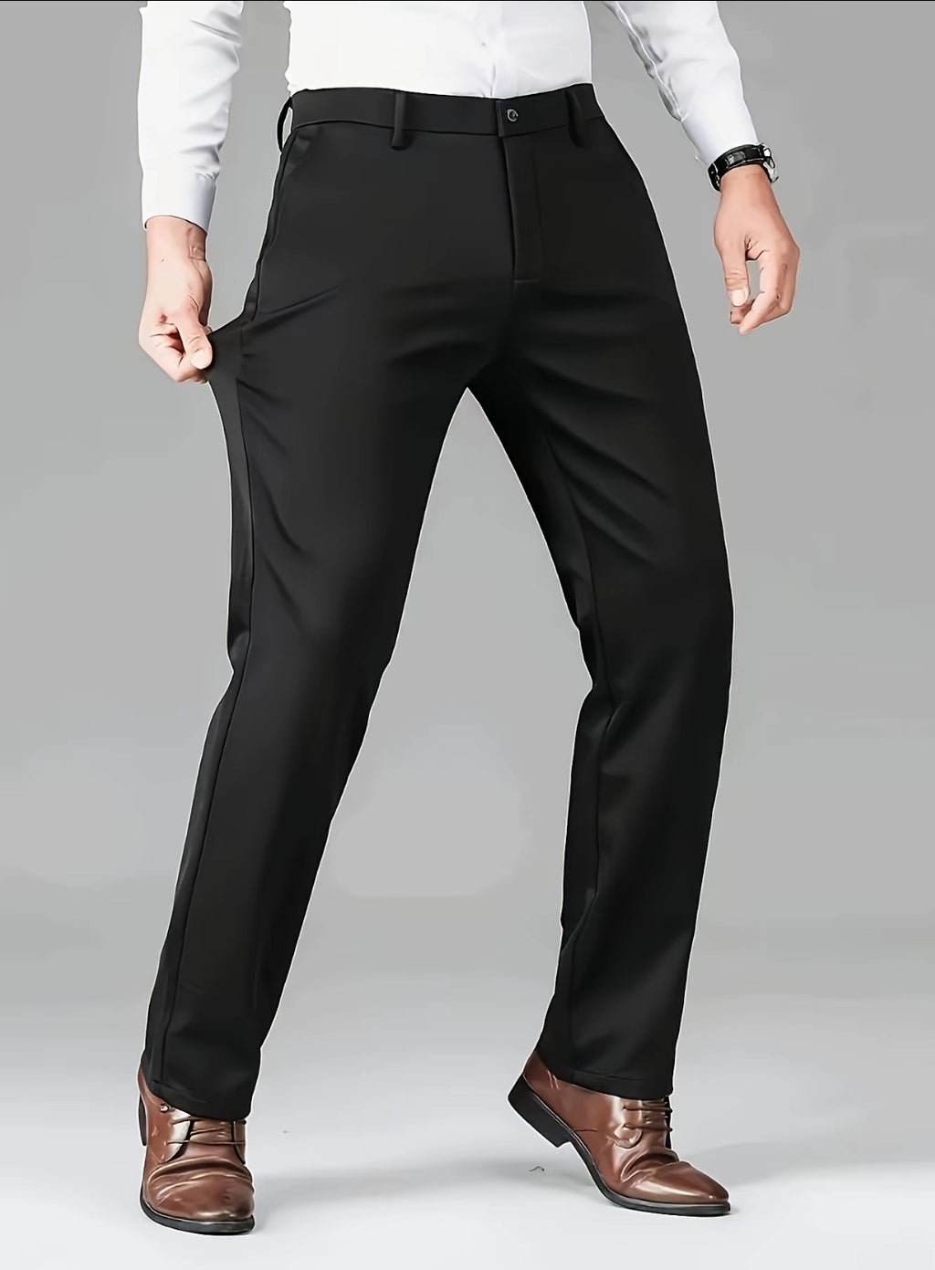 Stretch Slim Fit Dress Pants (Black)
