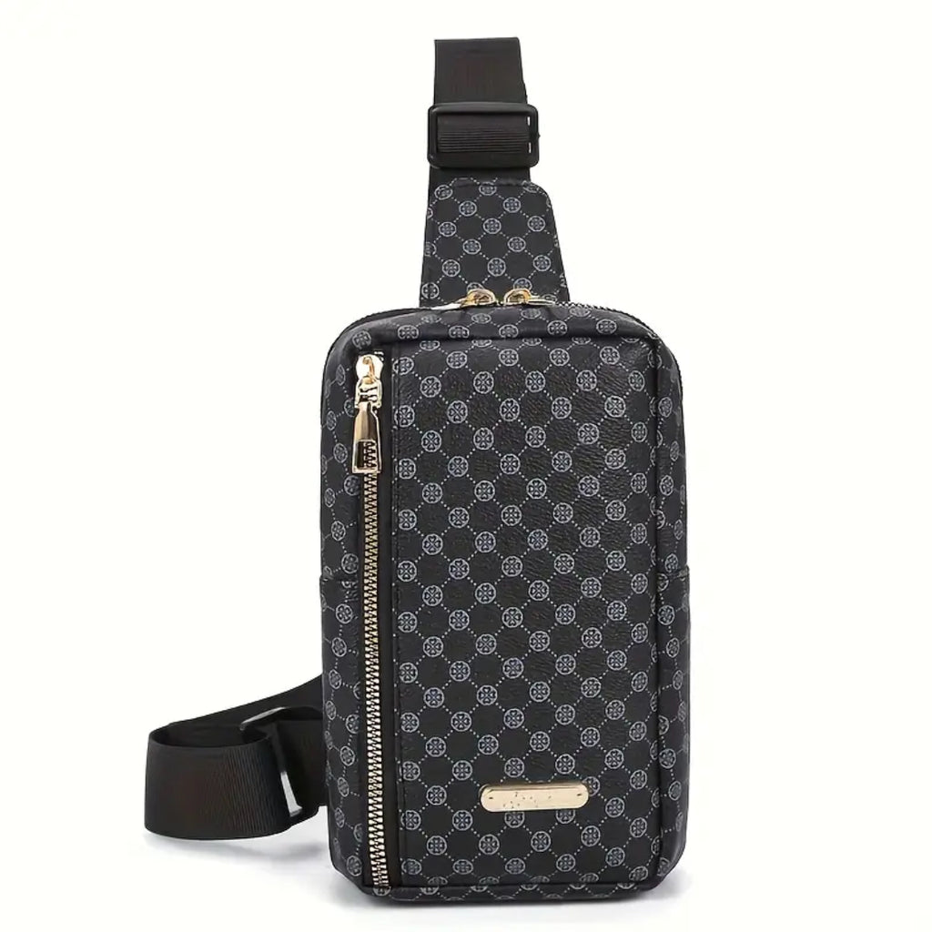 Luxury Patterned Crossbody Sling Bag – Multi-Pocket, Adjustable Strap