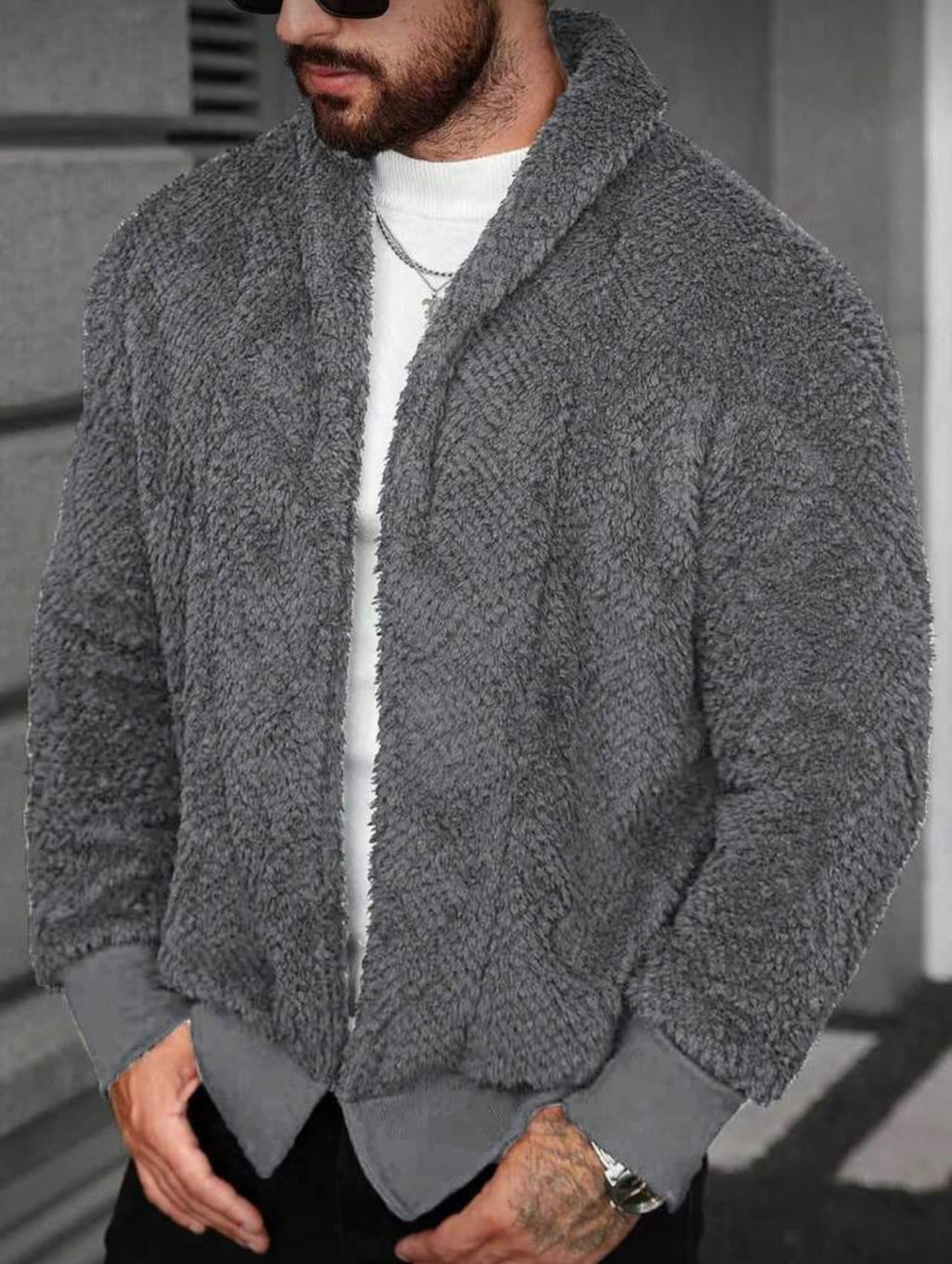 Men’s Cozy Checkered Fleece Cardigan