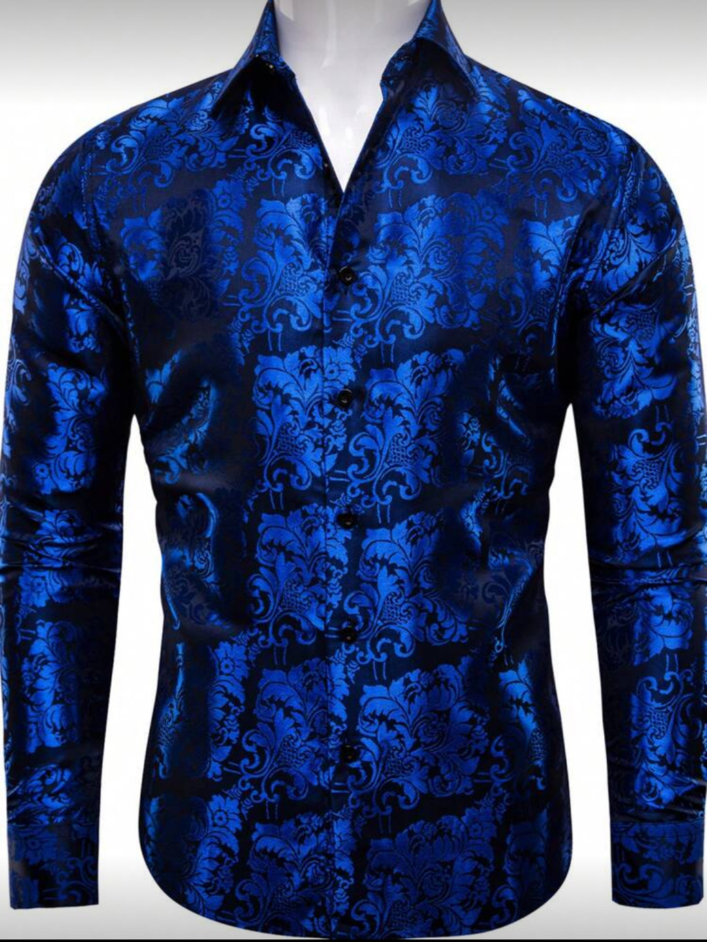 Men’s Royal Blue Baroque Long-Sleeve Dress Shirt